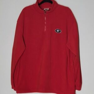 Vintage Georgia Bulldogs 1/4 Zip Pullover Fleece Jacket Sweater Mens XL